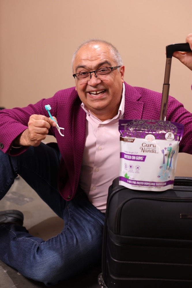 Puneet Nanda traveling with GuruNanda products